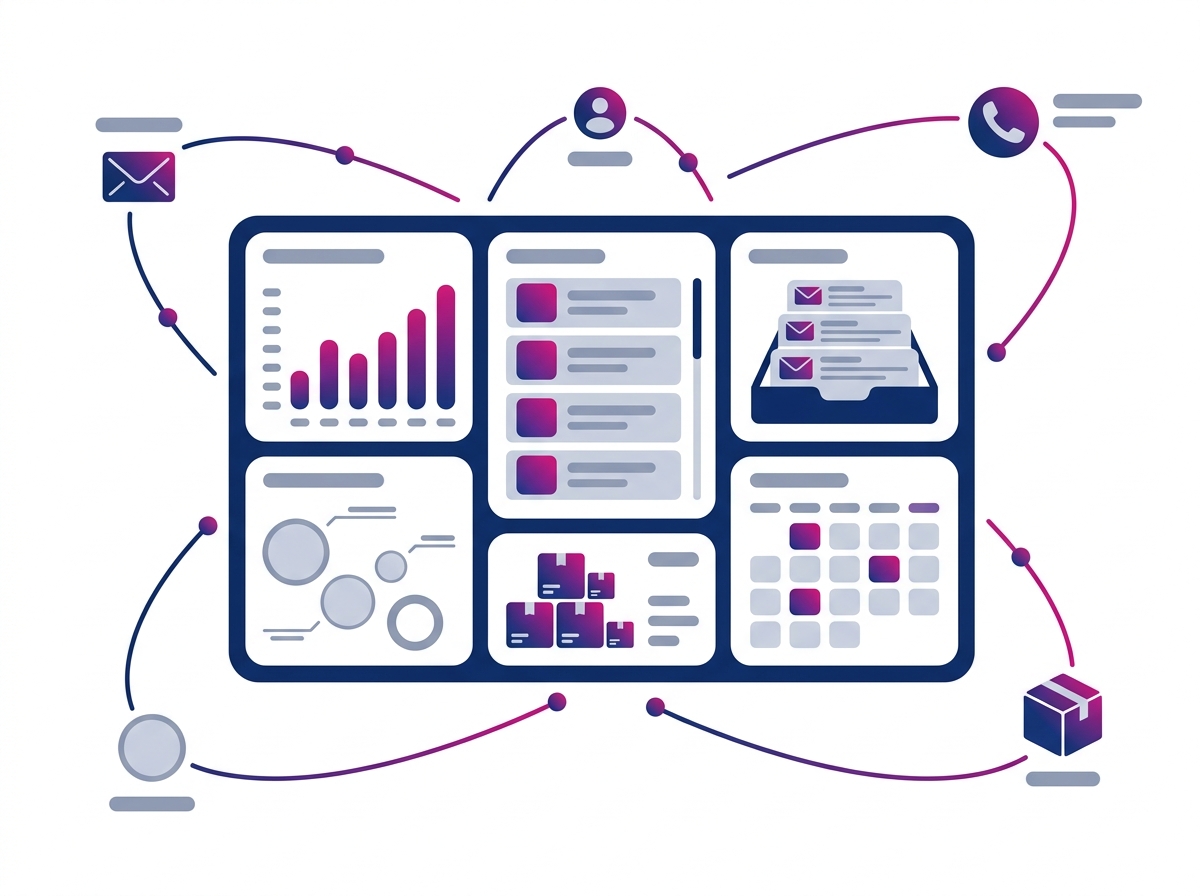 A business control dashboard bringing every department together on one screen
