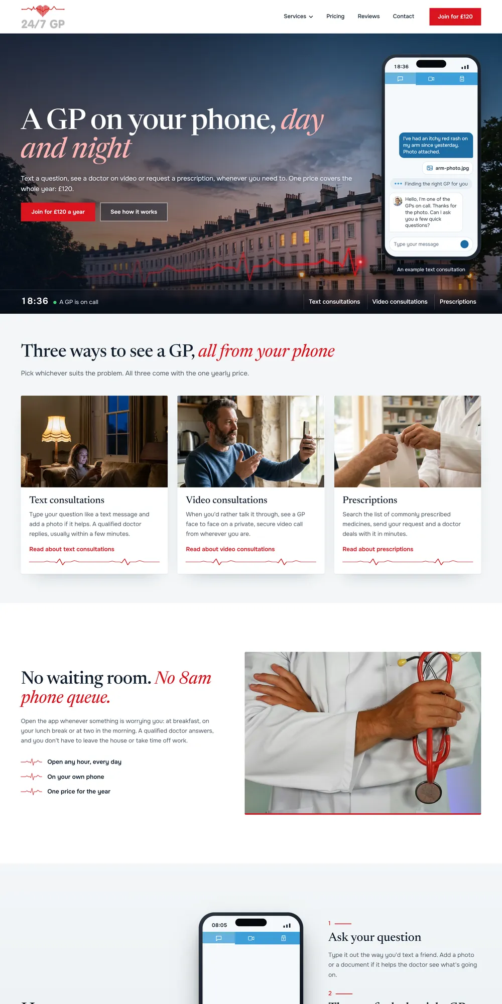 The homepage design we produced for 24/7 GP