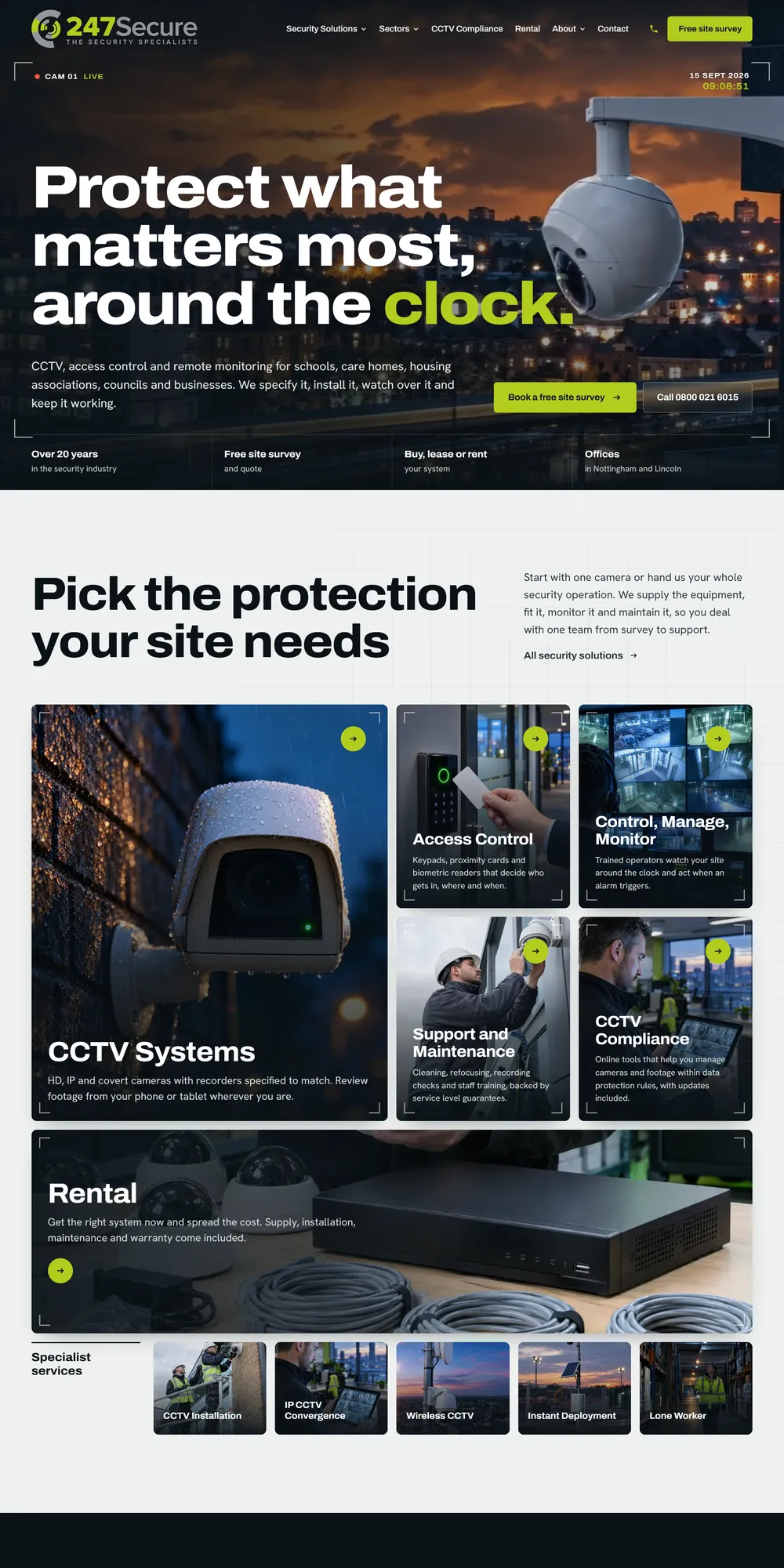 The homepage design we produced for 247 Secure