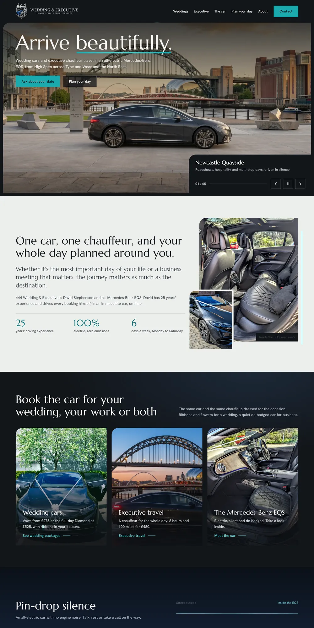 The homepage design we produced for 444 Wedding & Executive