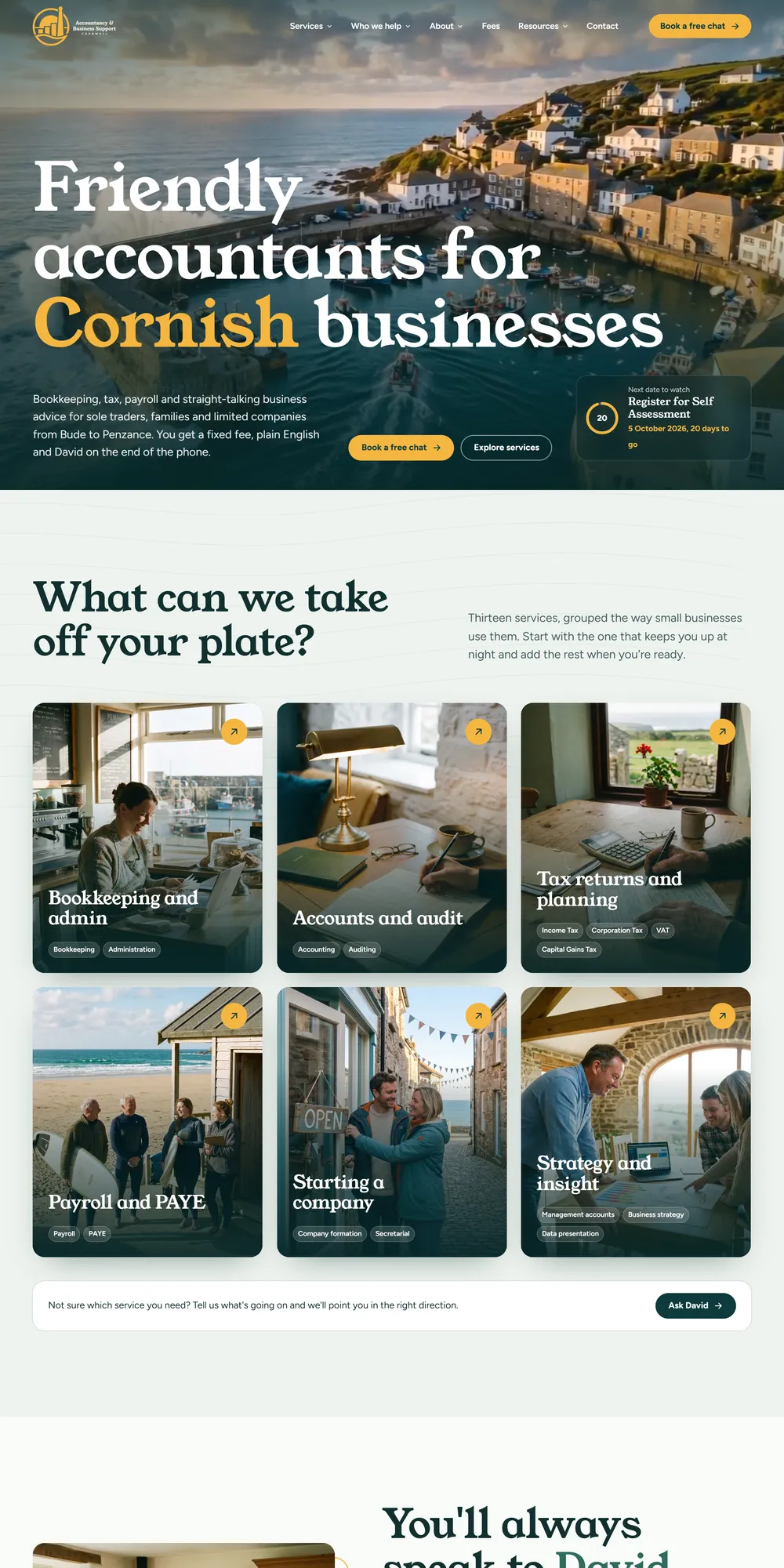 The homepage design we produced for Accountancy & Business Support