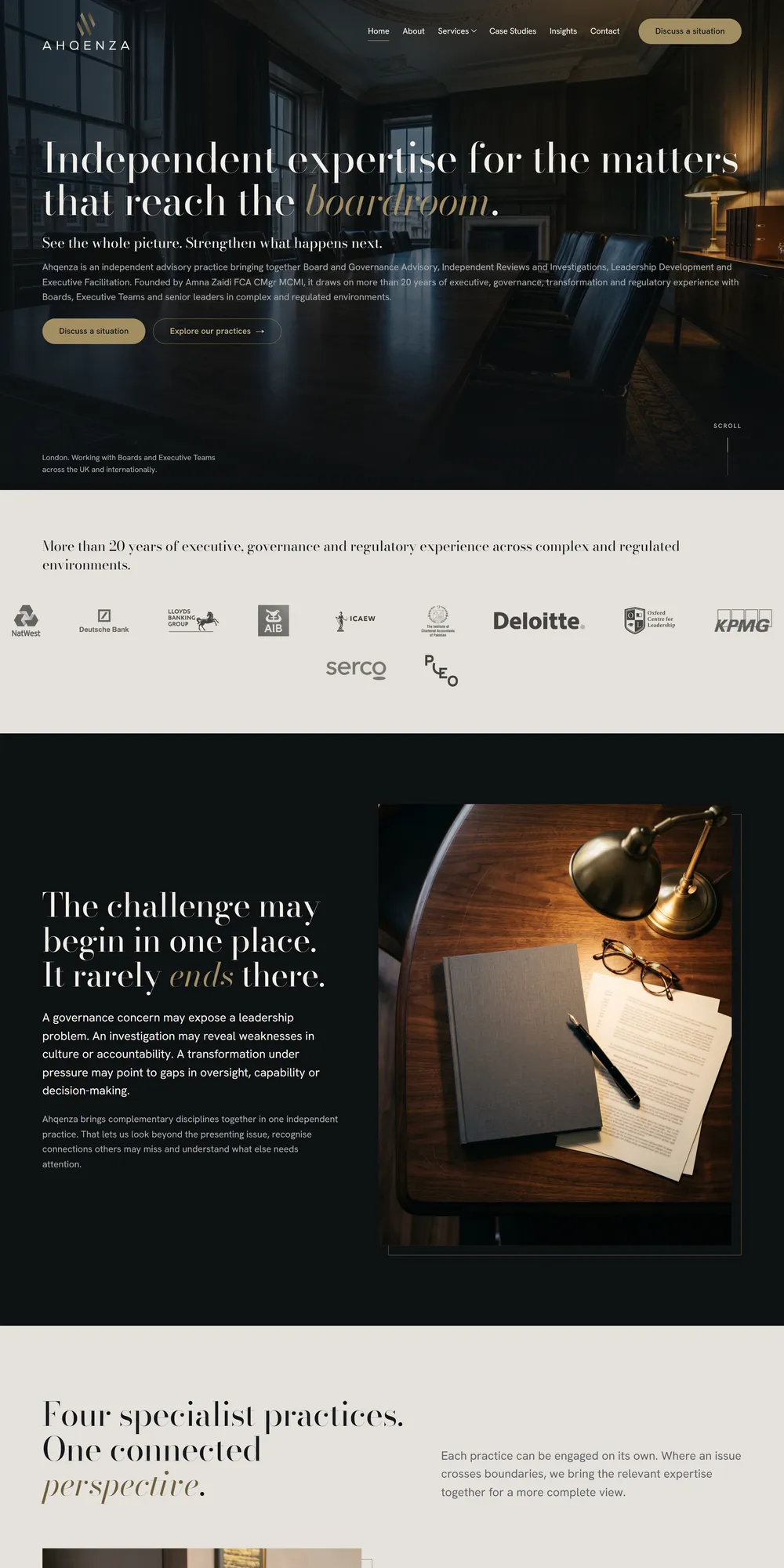 The homepage design we produced for Ahqenza