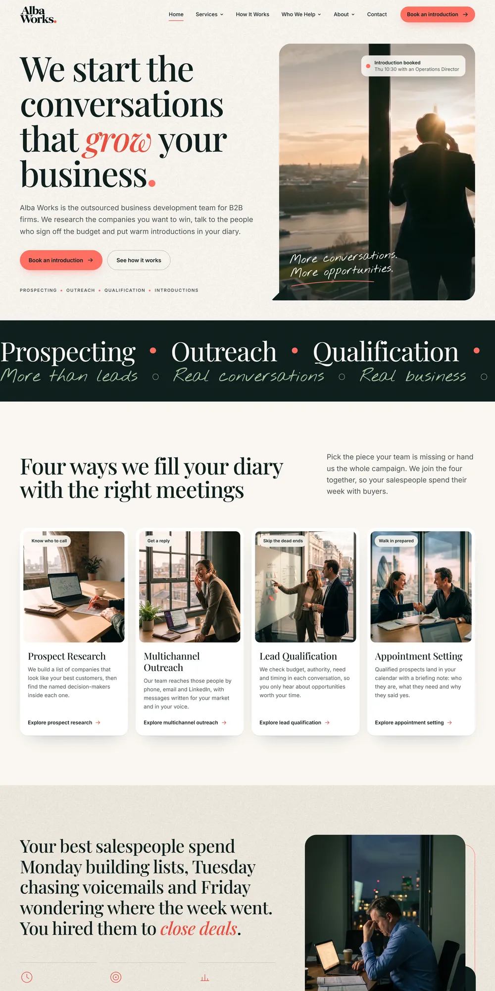 The homepage design we produced for Alba Works