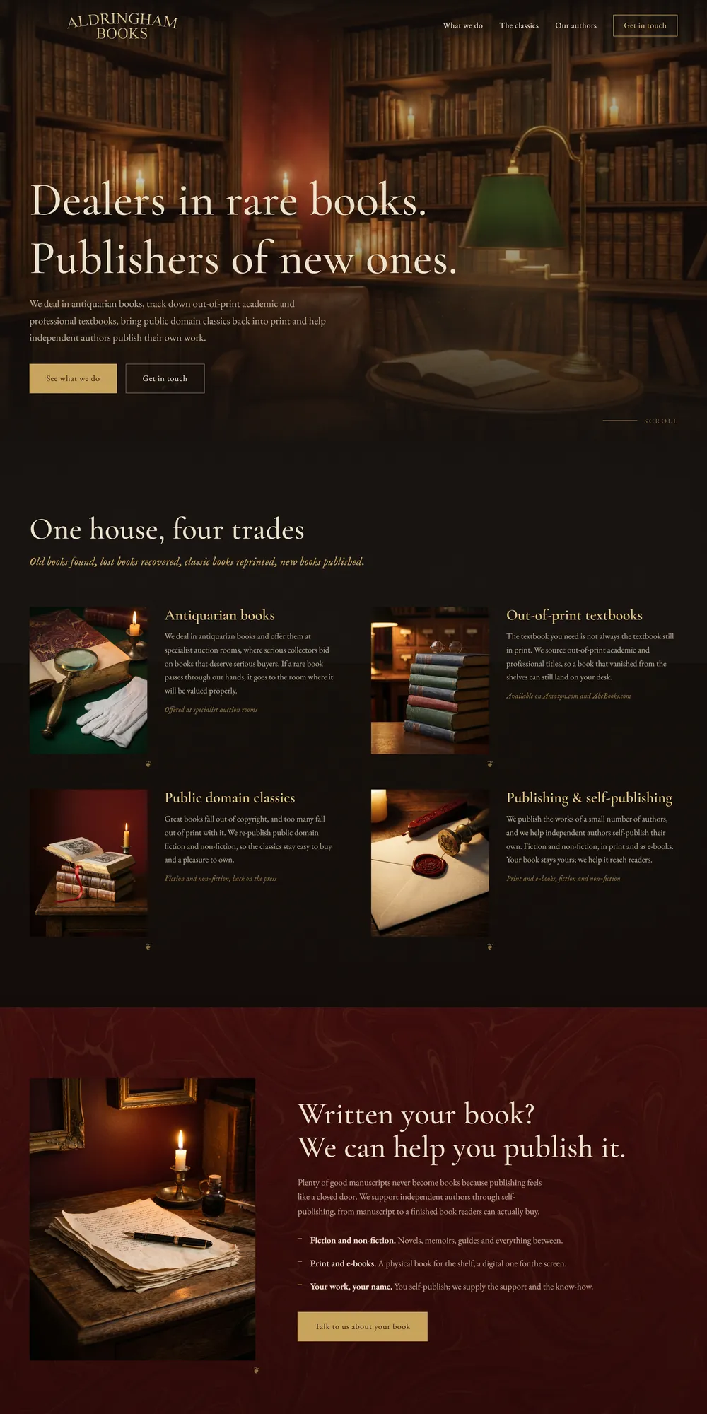 The homepage design we produced for Aldringham Books