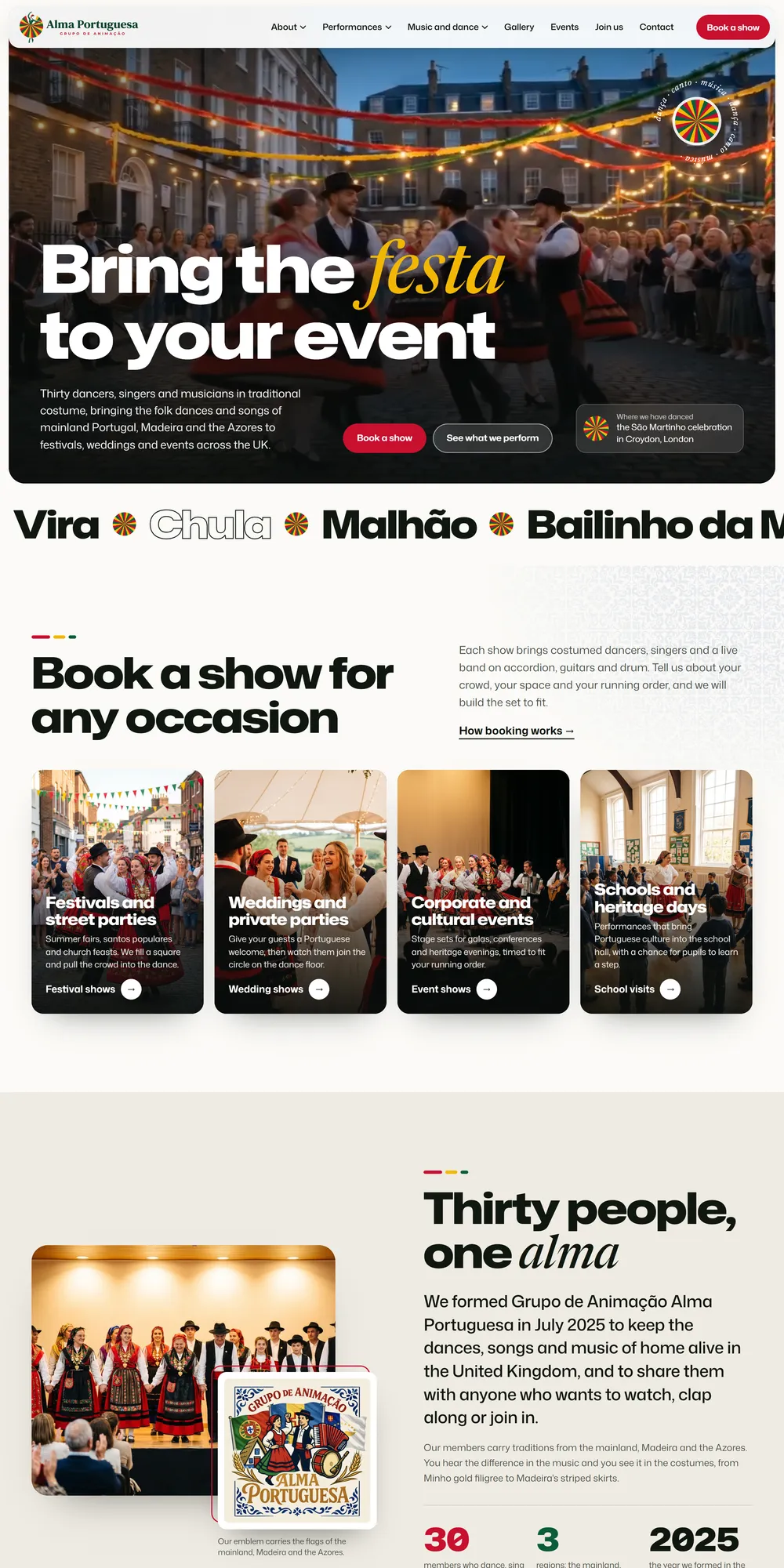 The homepage design we produced for Alma Portuguesa