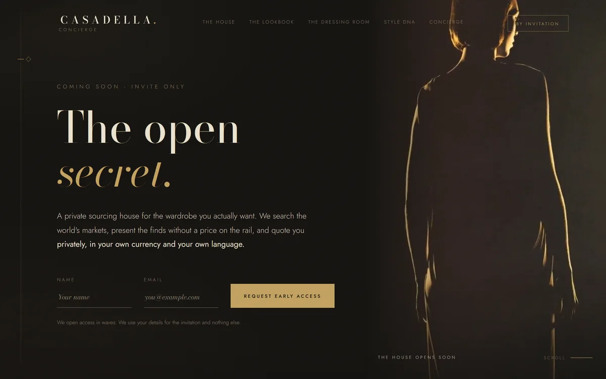 The homepage design we produced for Casadella Concierge