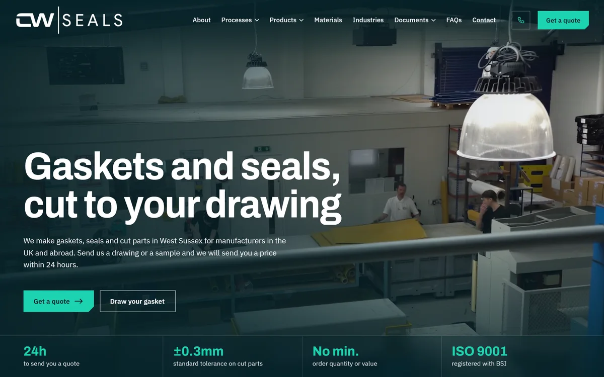 The homepage design we produced for C&W Seals