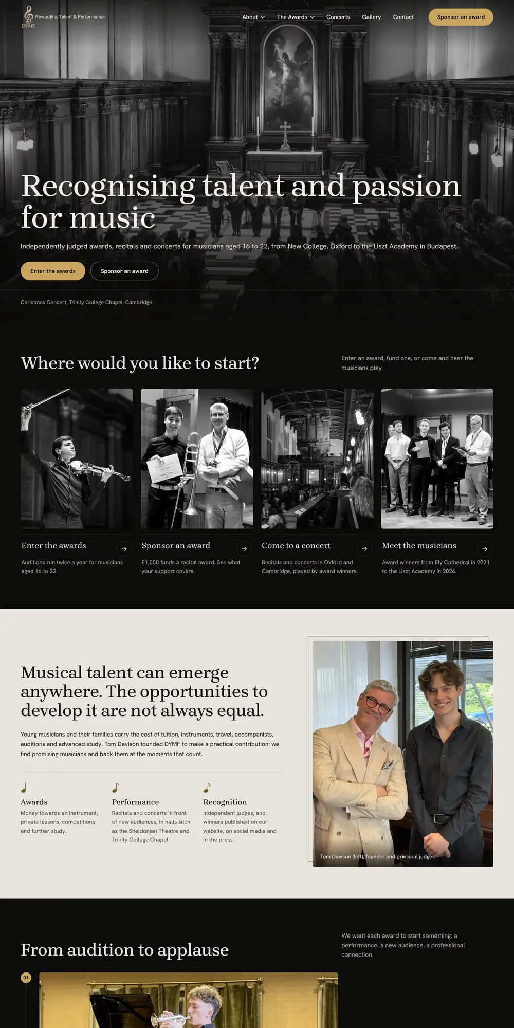 The homepage design we produced for DYMF