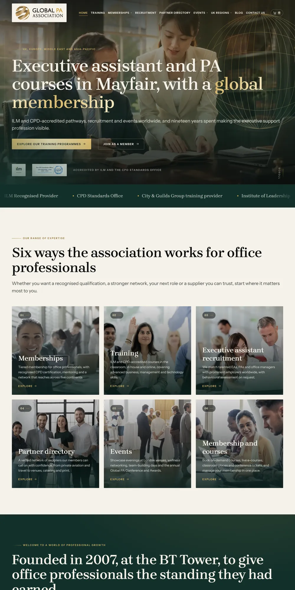 The homepage design we produced for Global PA Association