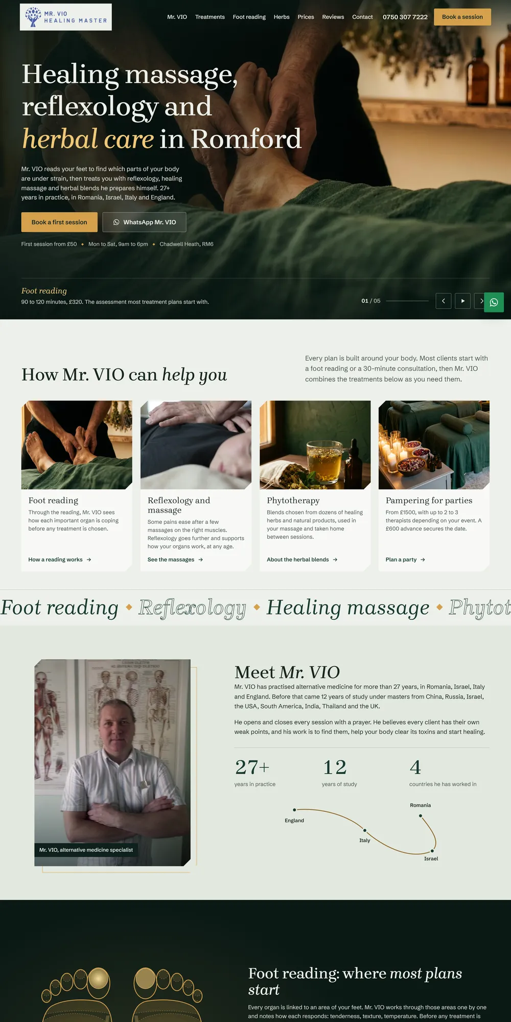 The homepage design we produced for Mr. VIO Healing Master