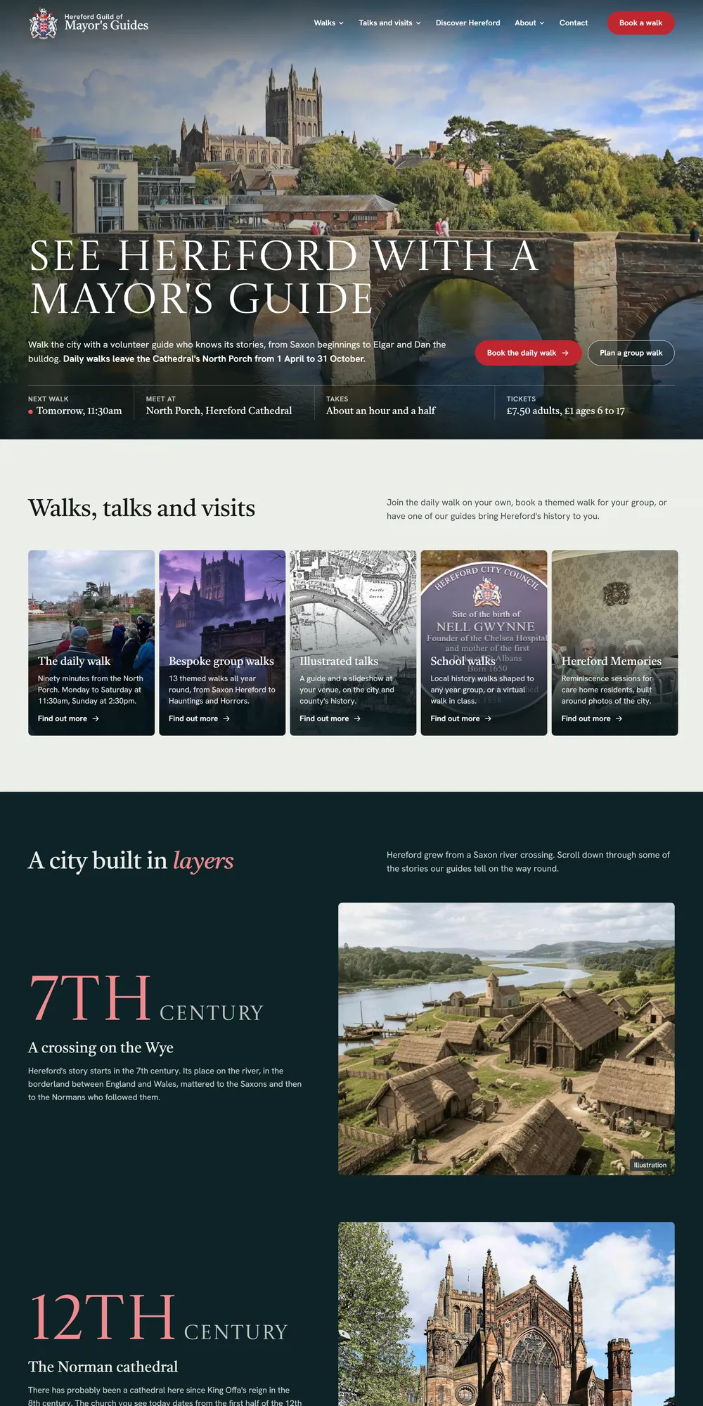 The homepage design we produced for Hereford Mayor's Guides