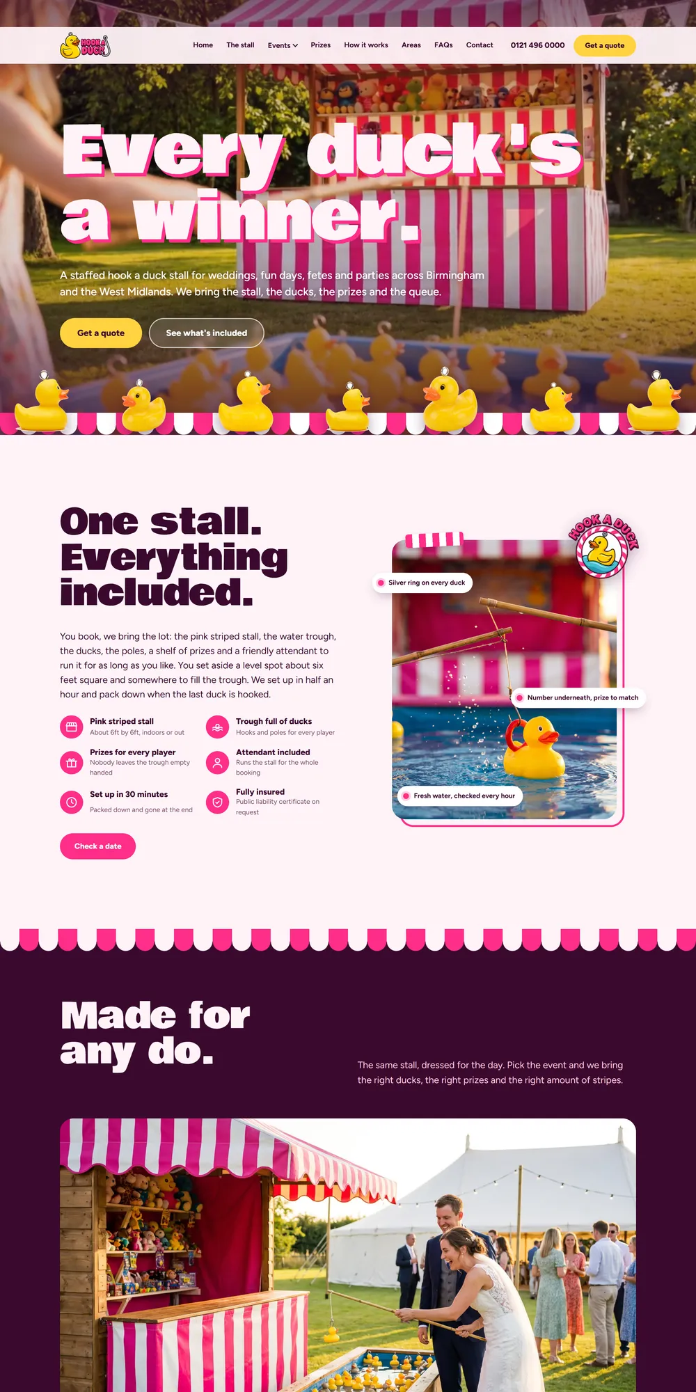 The homepage design we produced for Hook a Duck