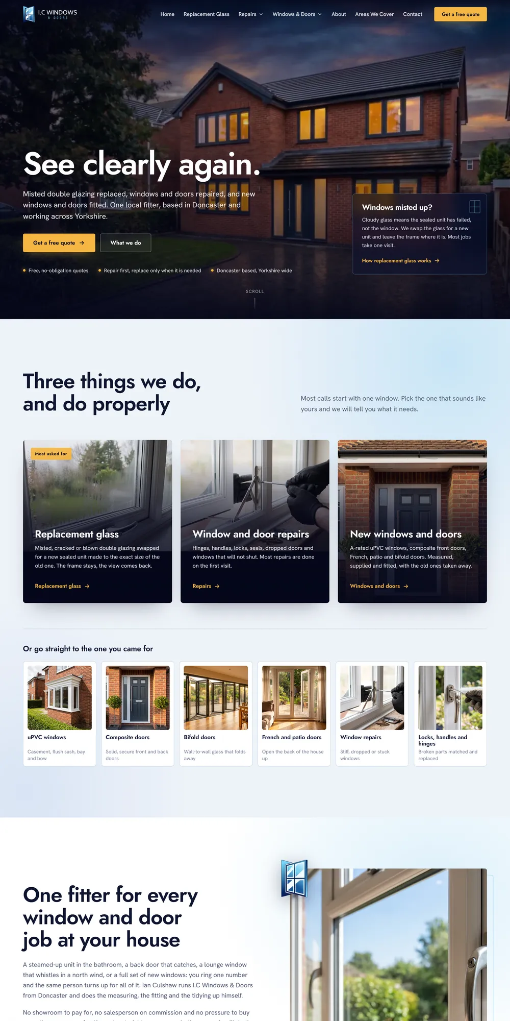 The homepage design we produced for I.C Windows & Doors
