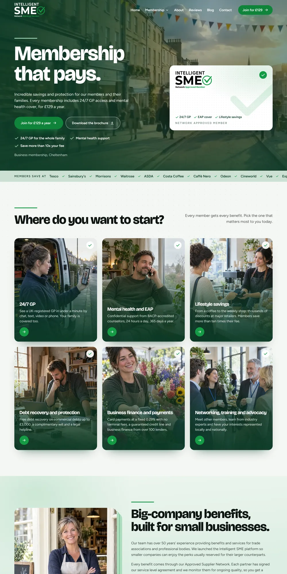 The homepage design we produced for Intelligent SME Network