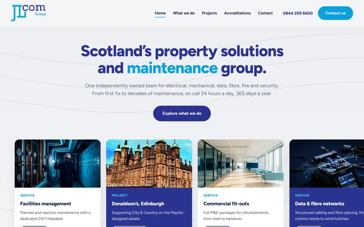 The homepage design we produced for JLcom Group