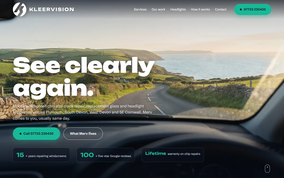 The homepage design we produced for Kleervision