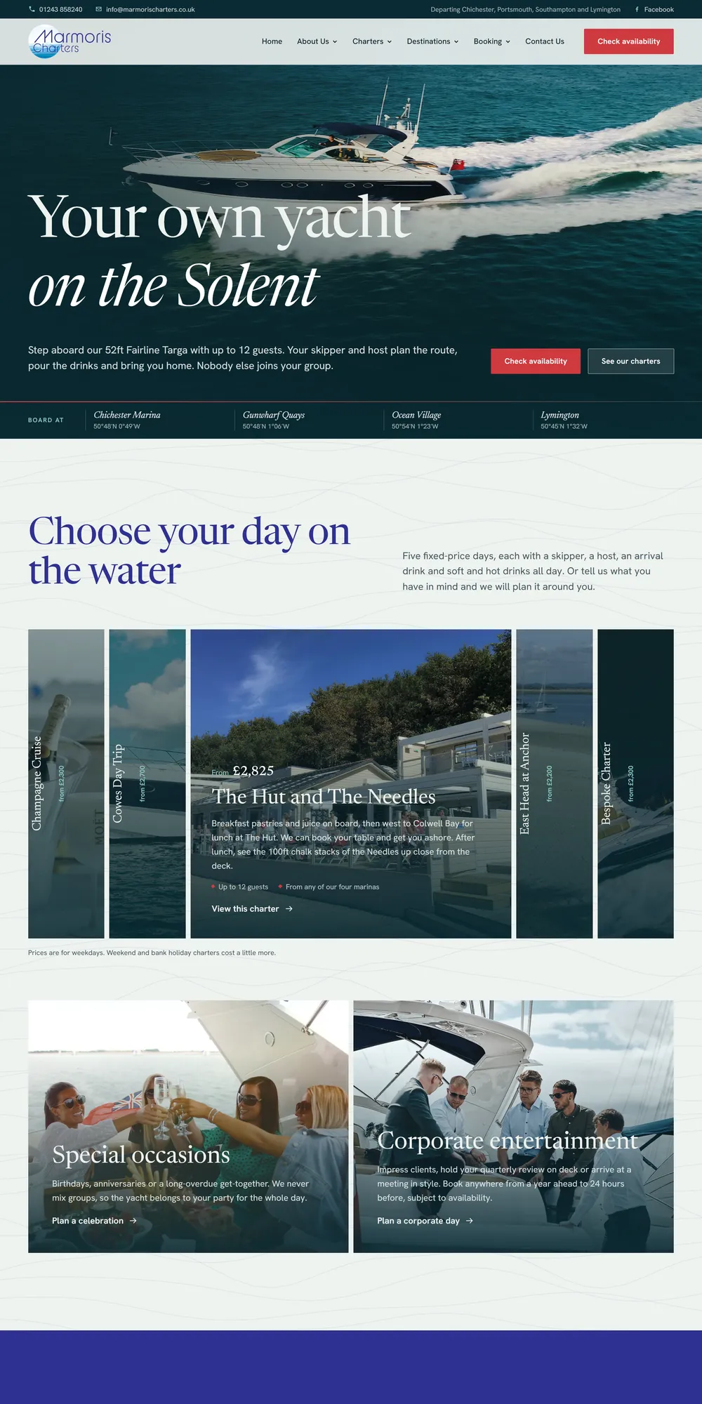 The homepage design we produced for Marmoris Charters