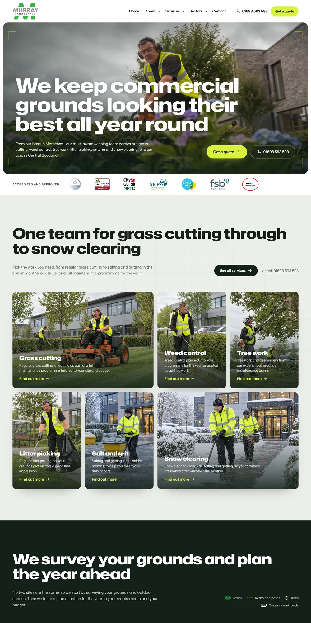 The homepage design we produced for Murray Landscapes