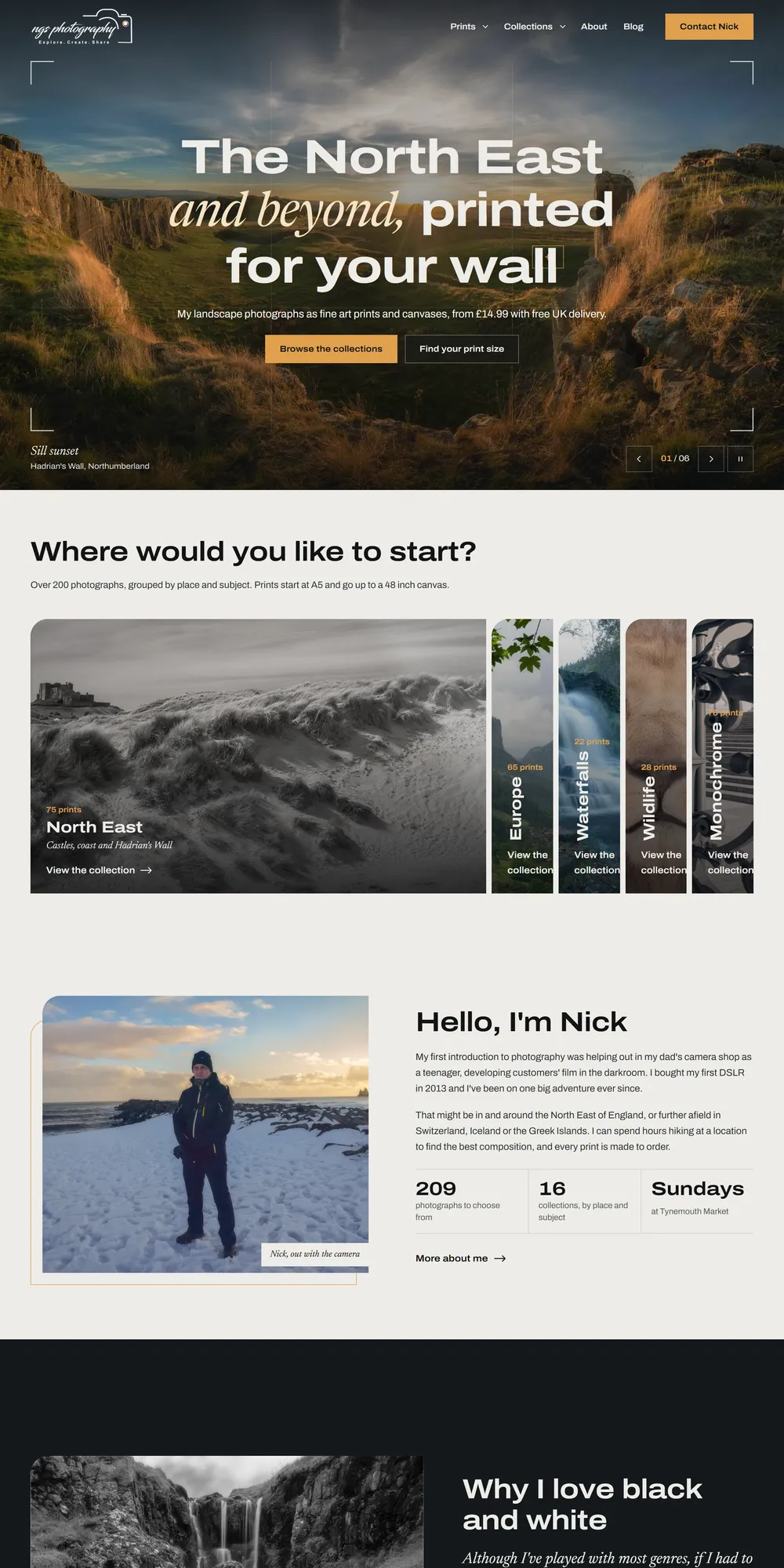The homepage design we produced for NGS Photography