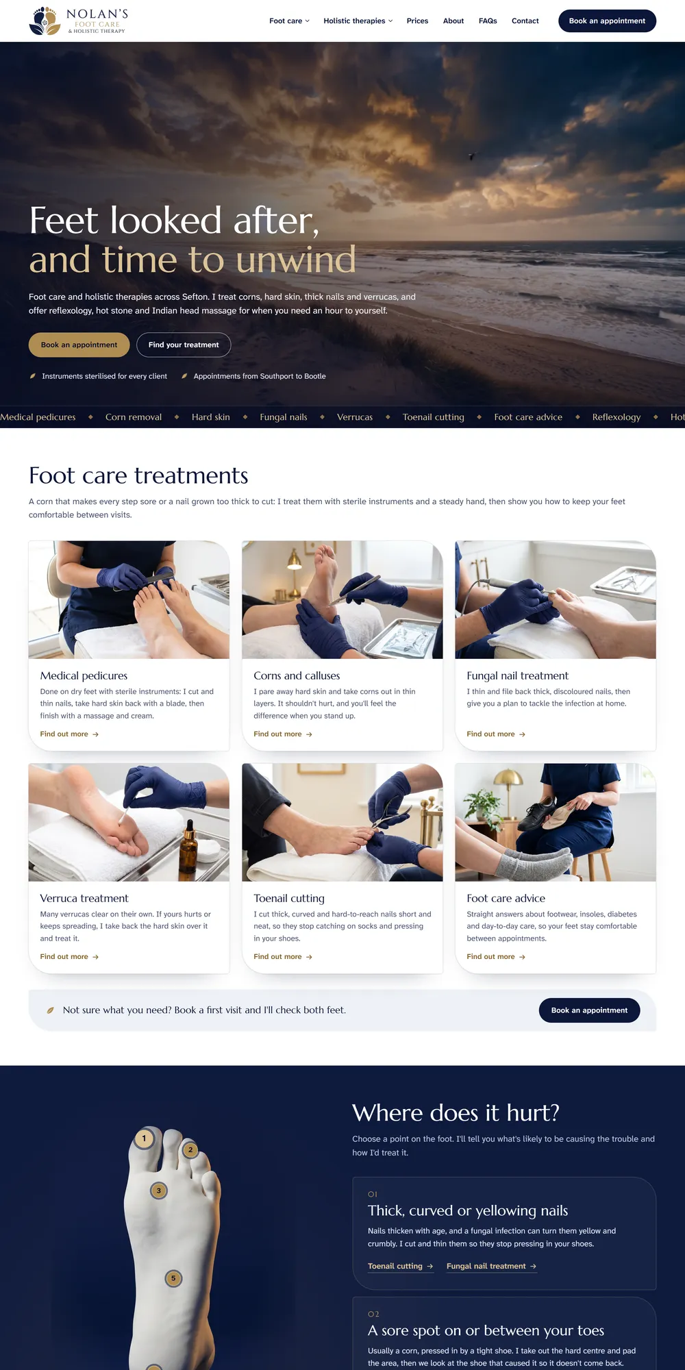 The homepage design we produced for Nolan's