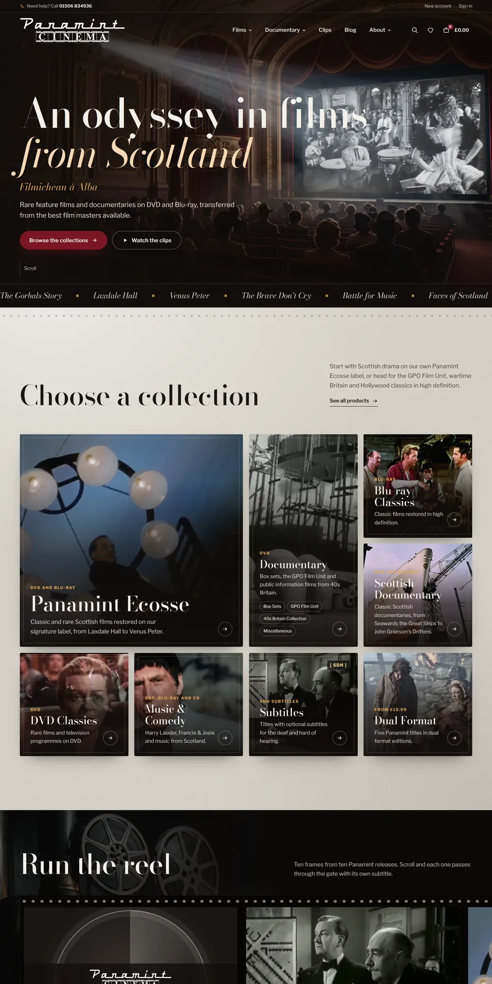 The homepage design we produced for Panamint Cinema