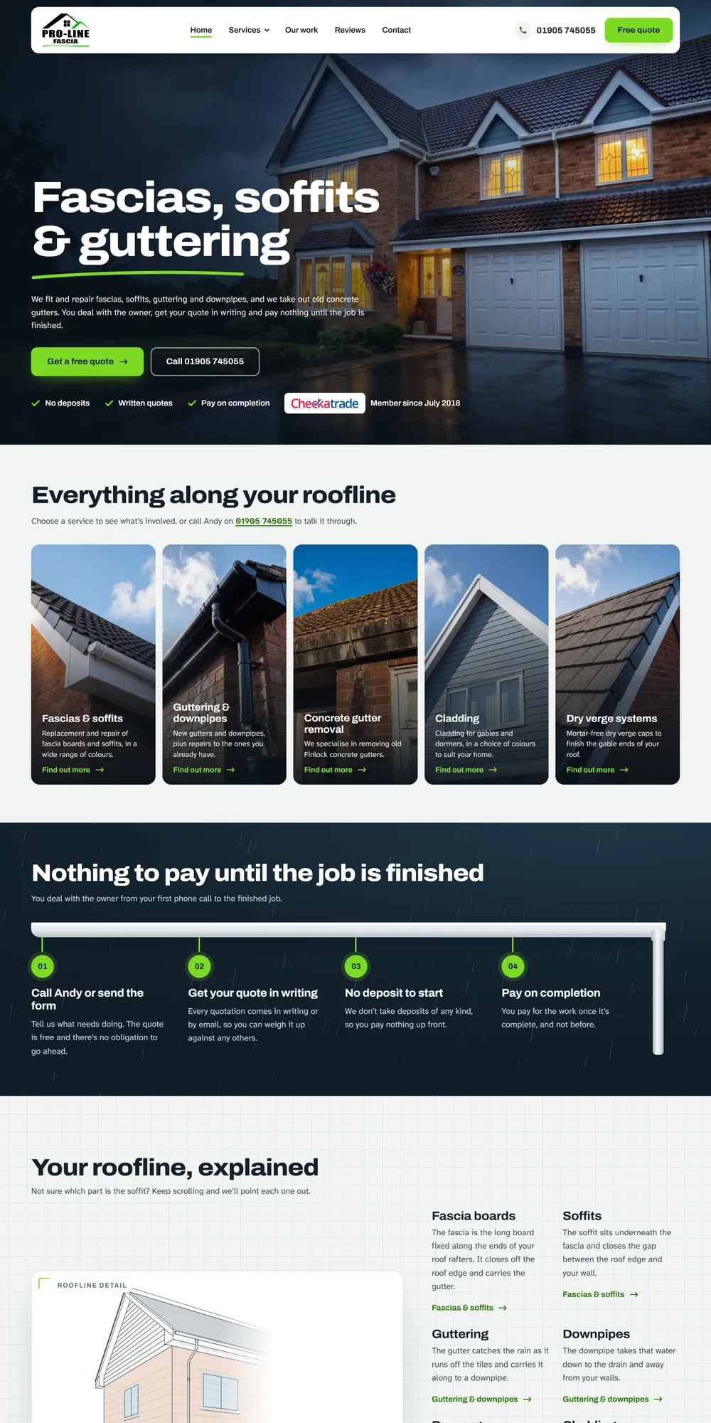 The homepage design we produced for Proline Fascia