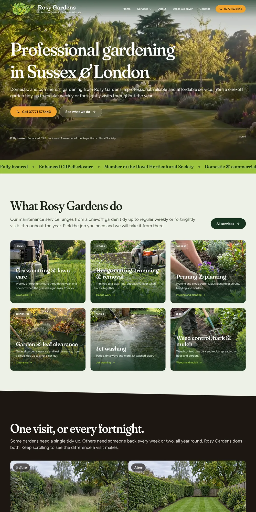 The homepage design we produced for Rosy Gardens