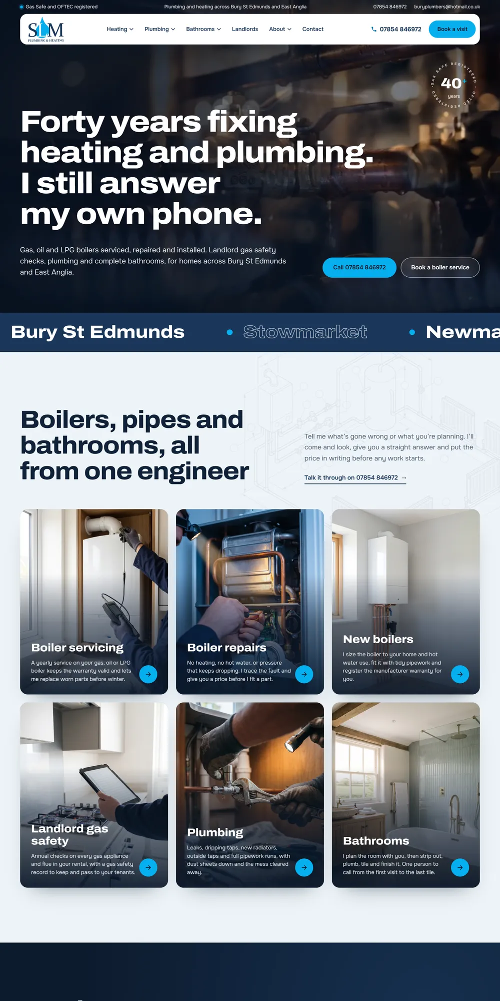 The homepage design we produced for SLM Plumbing & Heating