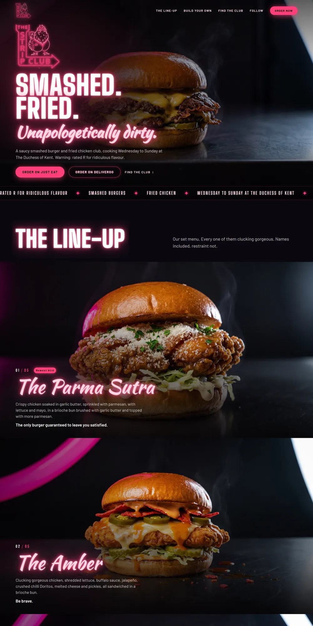 The homepage design we produced for The Strip Club