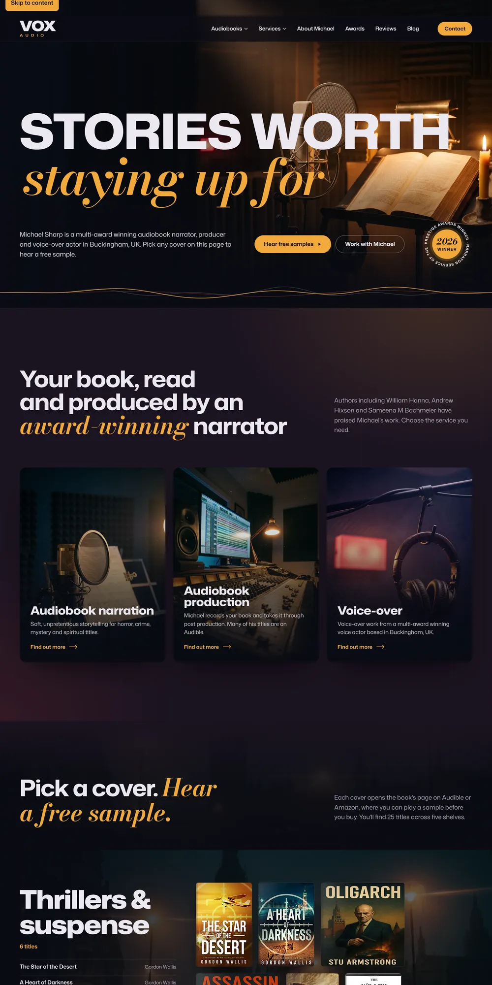 The homepage design we produced for Vox Audio