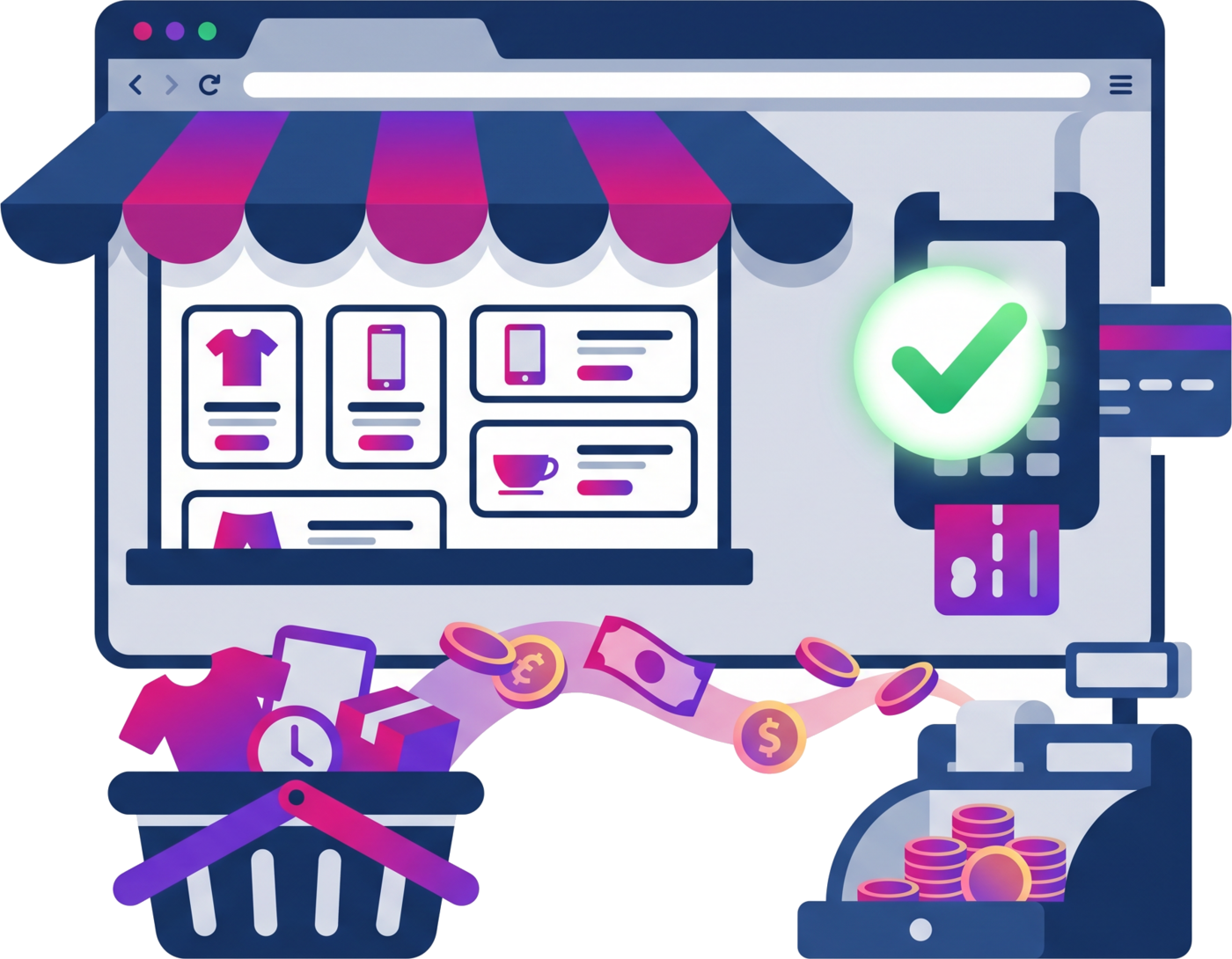 Online store checkout on a phone