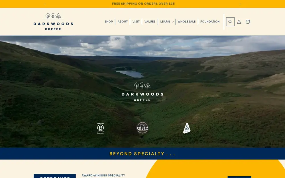 Dark Woods Coffee website