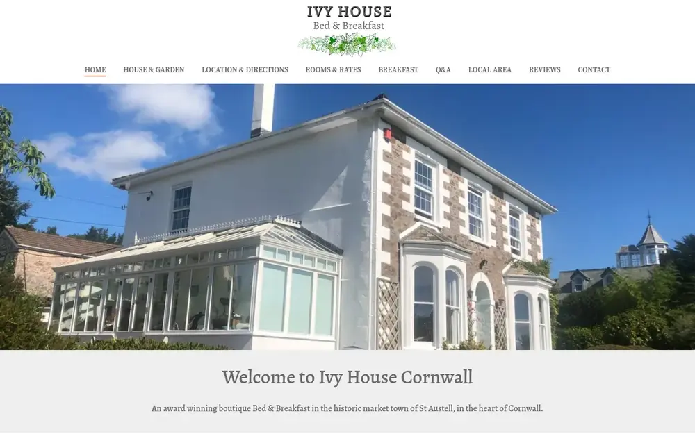 Ivy House Cornwall website