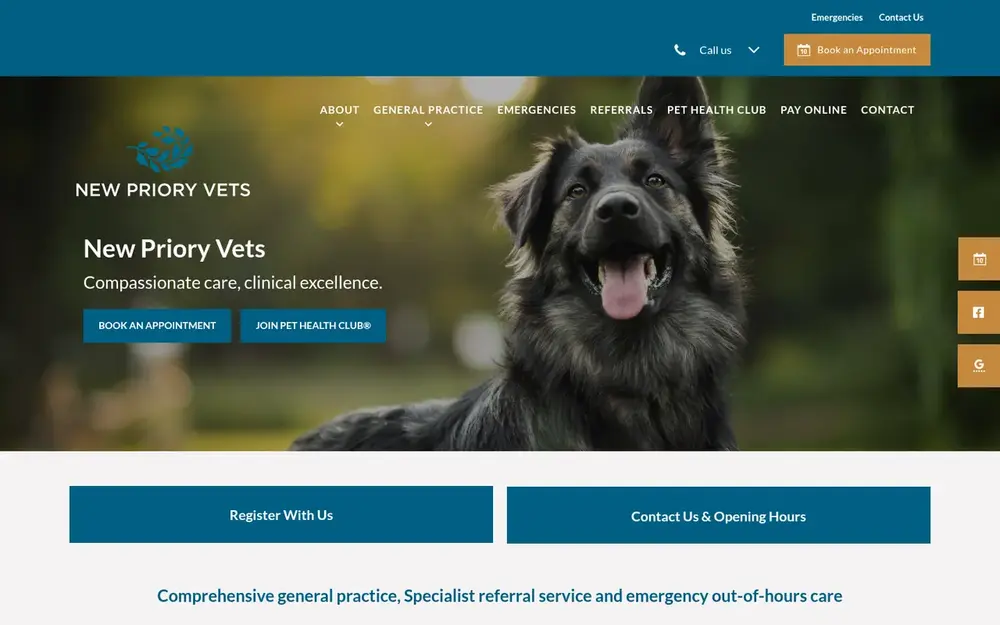 New Priory Vets website