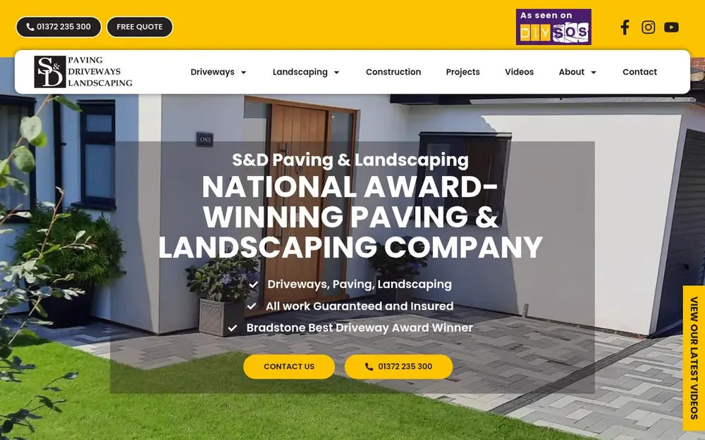S&D Paving & Landscaping website