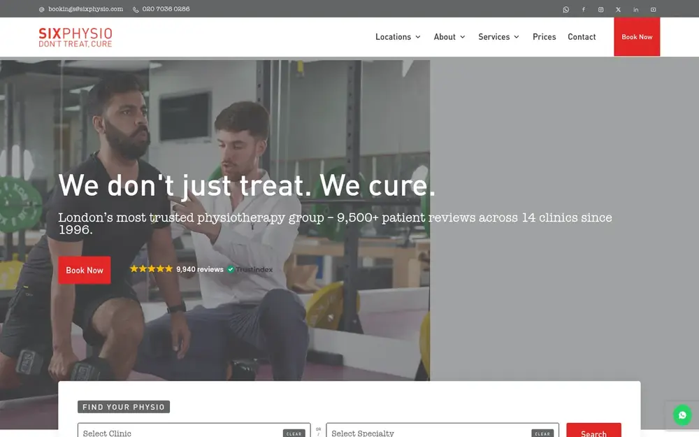Six Physio website