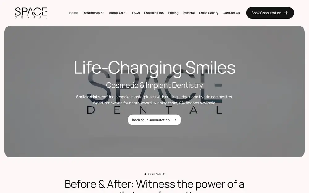 Space Dental website