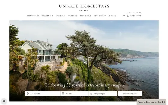 Unique Homestays website