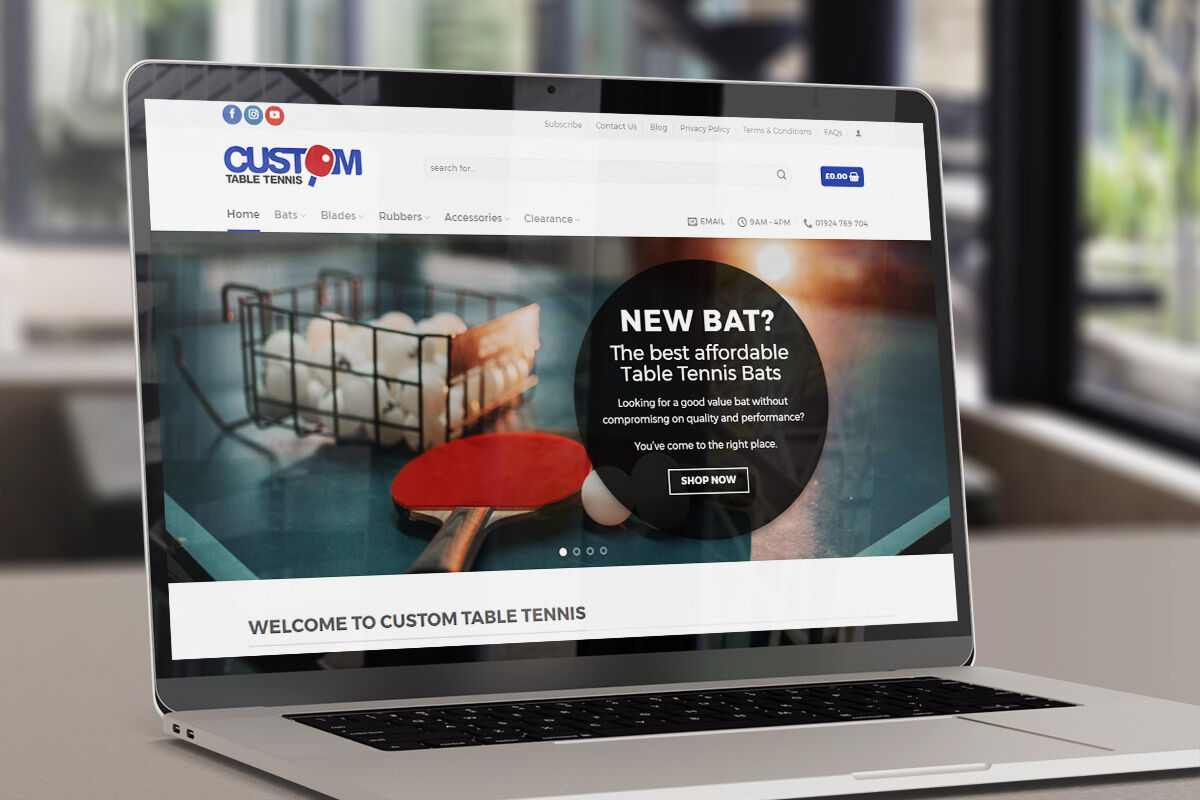 Custom Table Tennis website screenshot