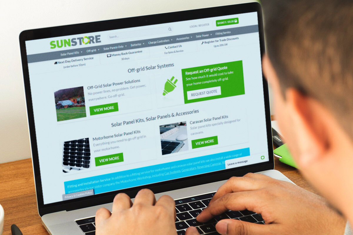 Sunstore Solar website screenshot