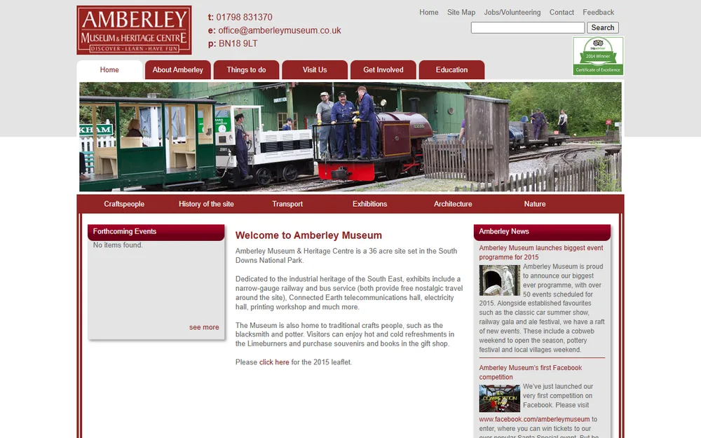 Amberley Museum homepage as it was before we redesigned it