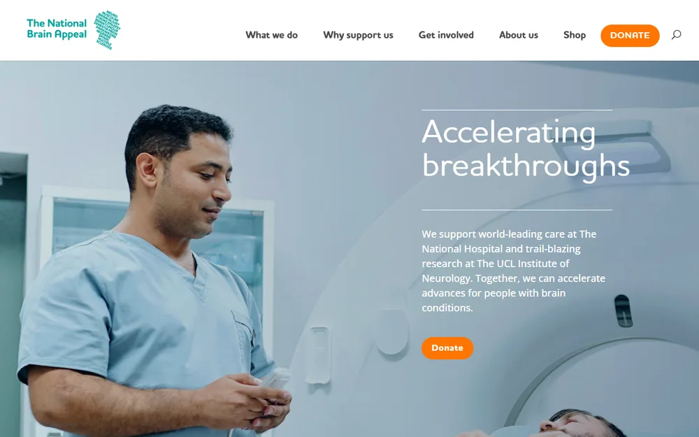 The National Brain Appeal homepage as it is today