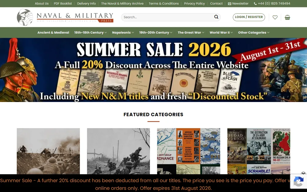 Naval & Military Press homepage as it is today