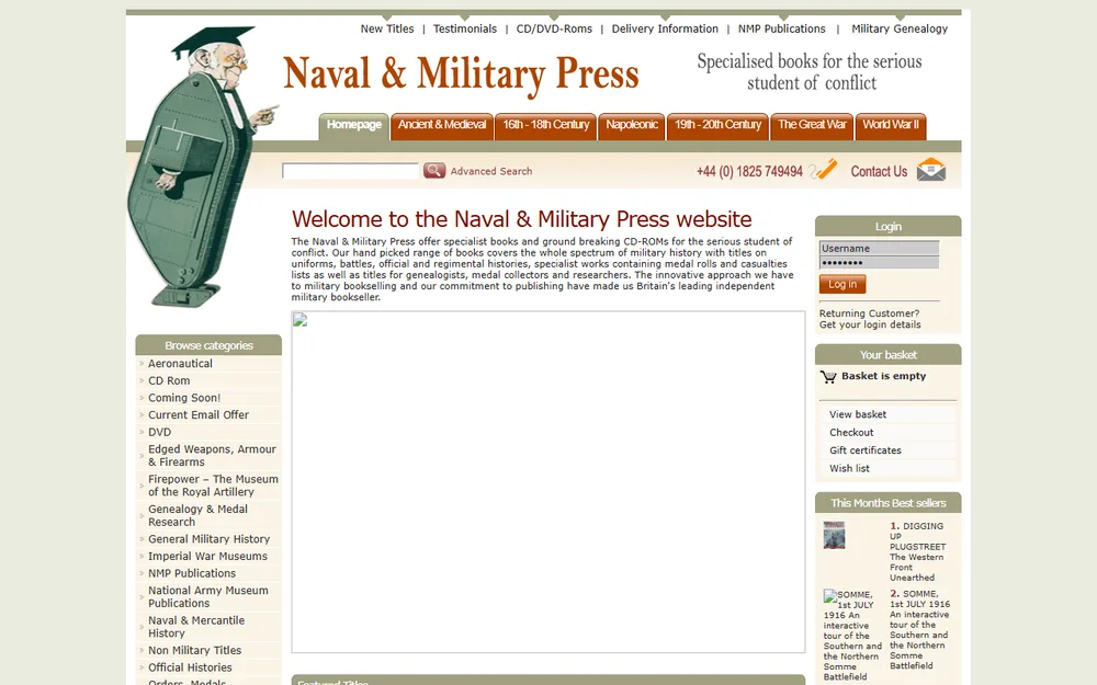 Naval & Military Press homepage as it was before we redesigned it