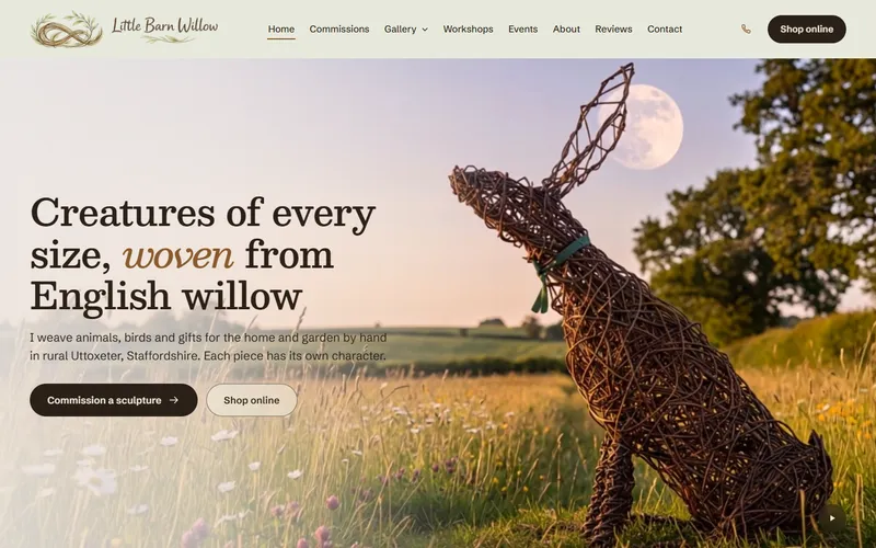 The Little Barn Willow homepage, designed and built by Samson Web Design