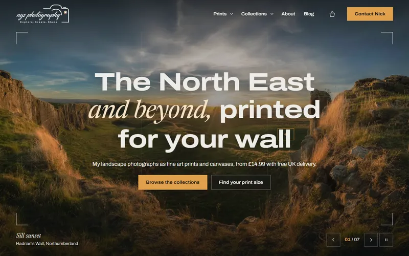 The NGS Photography homepage, designed and built by Samson Web Design