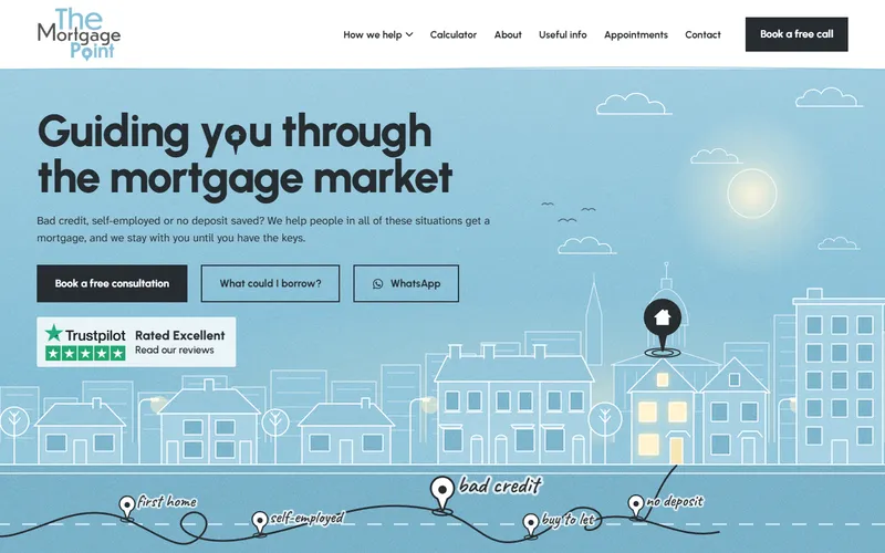 The The Mortgage Point homepage, designed and built by Samson Web Design