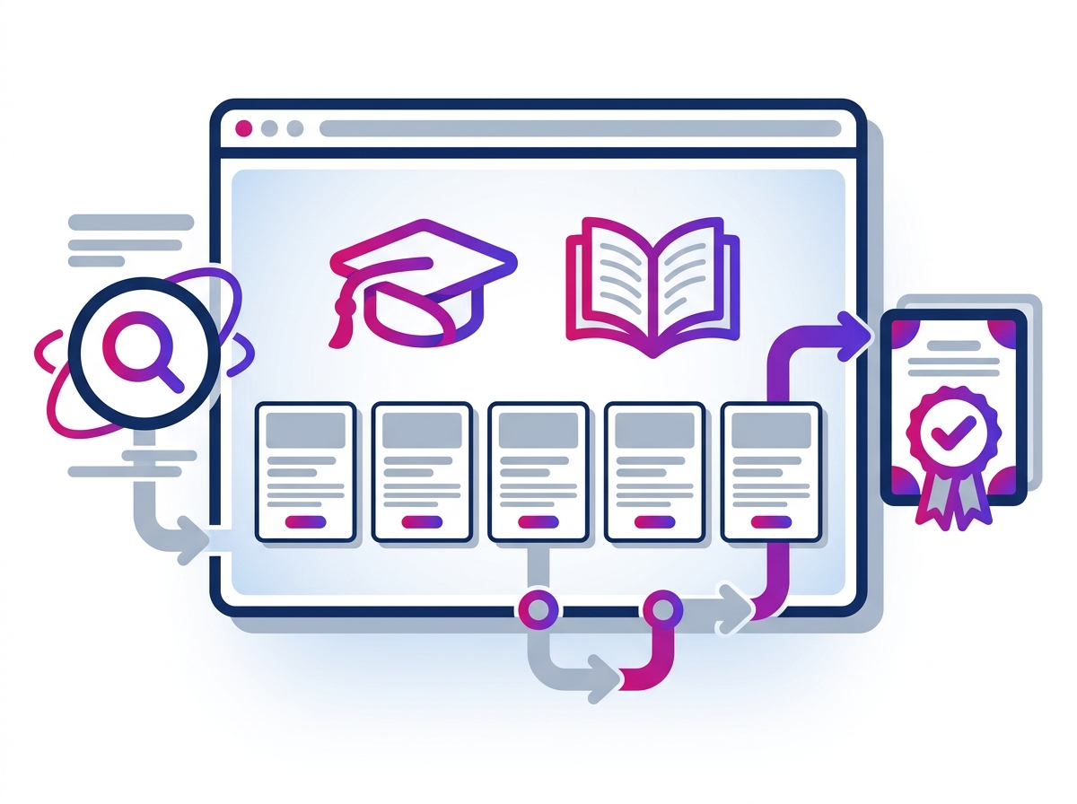 An education website guiding a student through to enrolment