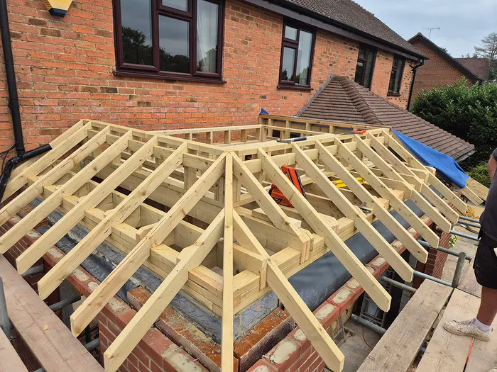 Hip roof carpentry at Warlingham