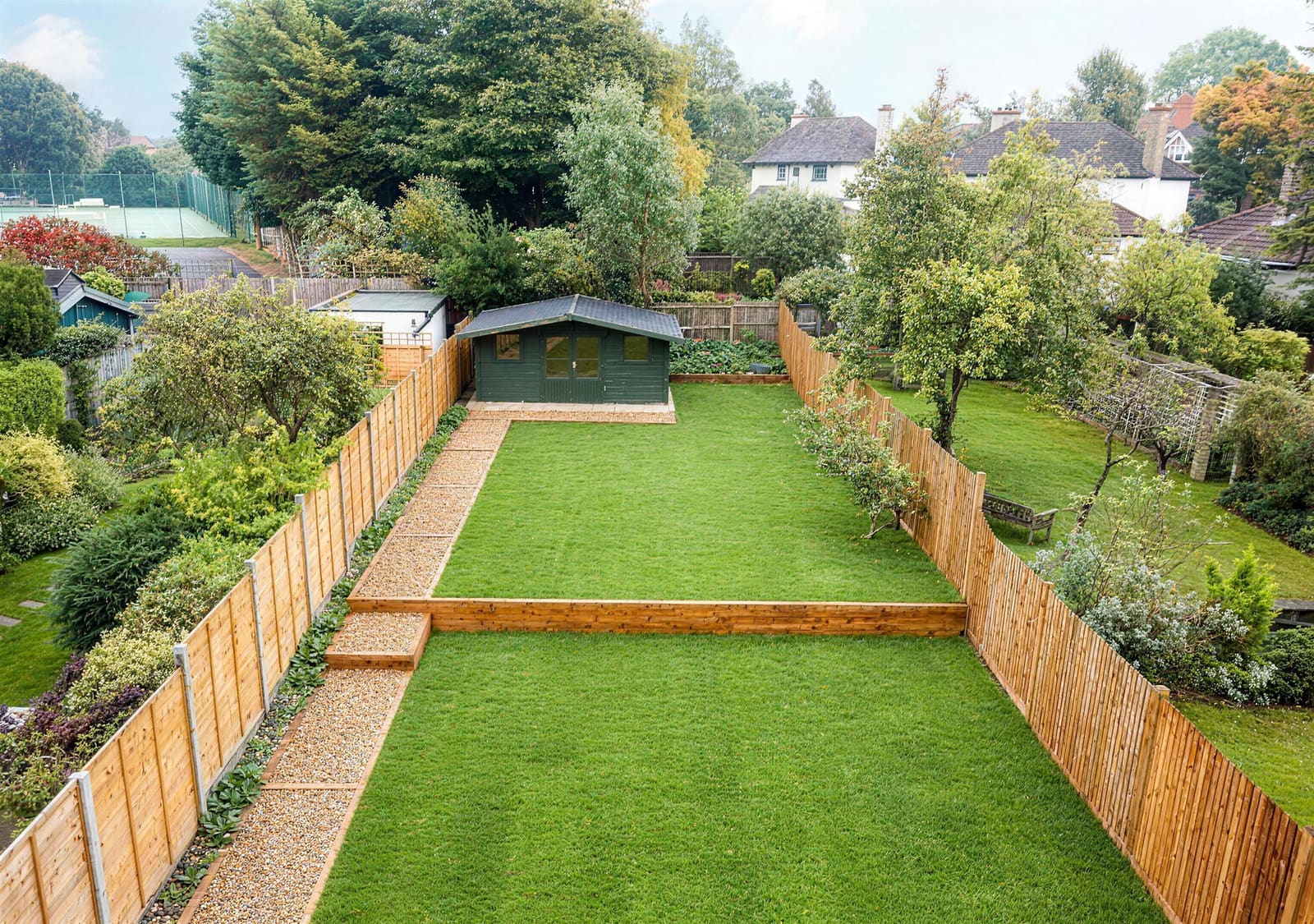 Landscaped rear garden at the Beeches Avenue new build